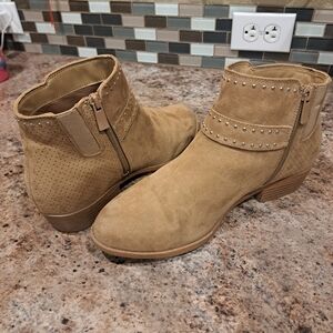 Torrid WW Suede Ankle Booties with Stud Detail - Tan